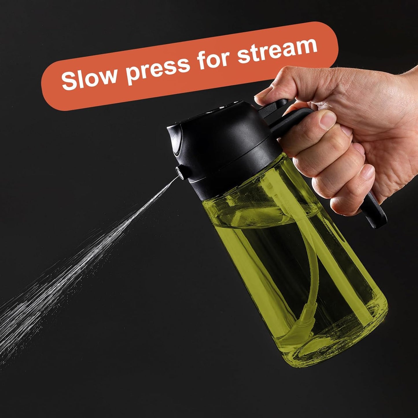 CXINYI - 16oz/470ml Olive Oil Dispenser for Kitchen with Stickers - 2 in 1 Olive Oil Sprayer for Cooking, Air Fryer, and Salad, 2 Black (Light-Proof Kitchen Gadget)
