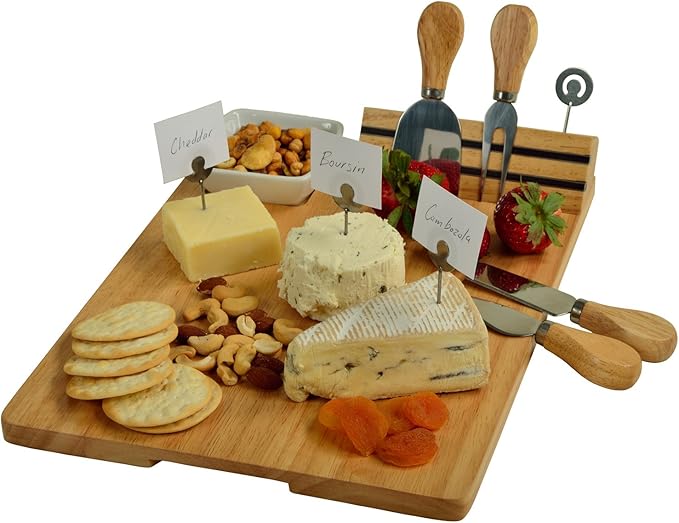 NCAA Illinois University Officially Licensed Fighting Illini Bamboo Cheese/Charcuterie Board with Ceramic Bowl, Knife Set & cheese Markers
