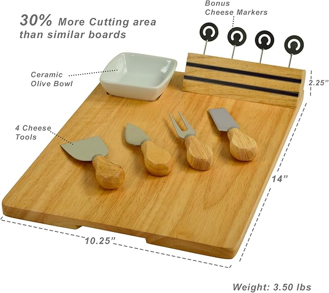 NCAA Penn State Officially Licensed Nittany Lions Bamboo Cheese/Charcuterie Board with Ceramic Bowl, Knife Set & cheese Markers