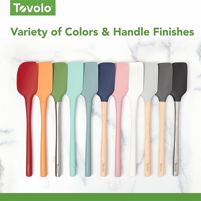 Tovolo Flex Core 5 Piece Silicone Spatula Set Heat Resistant All Silicone Utensils Include Non Stick Spatula Spoonula Jar Scraper, Dishwasher Safe BPA Free Spatulas for Baking Mixing, Pesto Green