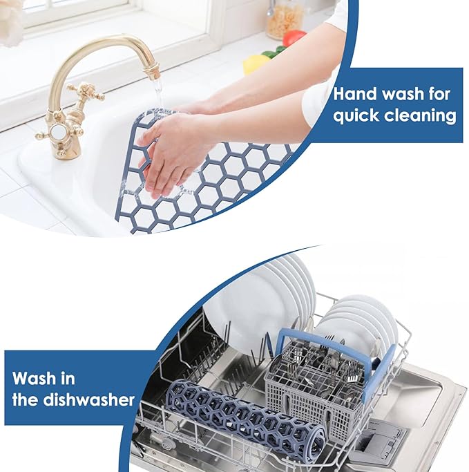 Bestjing 2 Pack 13.7"x 11.7" Silicone Kitchen Sink Protector Mat - Kitchen Grid Accessory, Non-Slip Heat Resistant Sink Grid Dry Mat for Bottom of Porcelain Stainless Steel, Dishwasher Safe