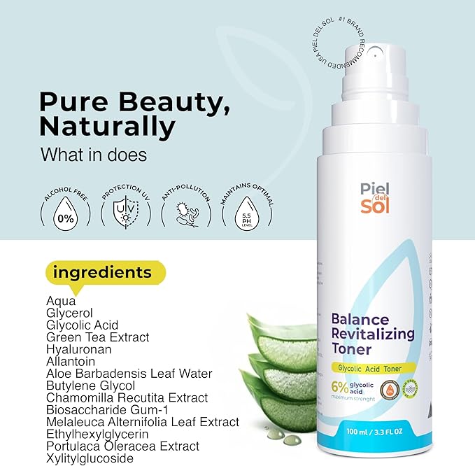Alcohol-Free Facial Toner for Exfoliation, Intensive Hydration with Natural Antioxidants for Skin Regeneration, Ideal for All Skin Types, and Soothing & Revitalizing Face Toner 100ml.