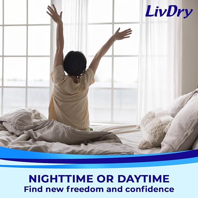 LivDry XL Overnight Adult Diapers for Women and Men, Incontinence Underwear, X-Large, 12-Pack