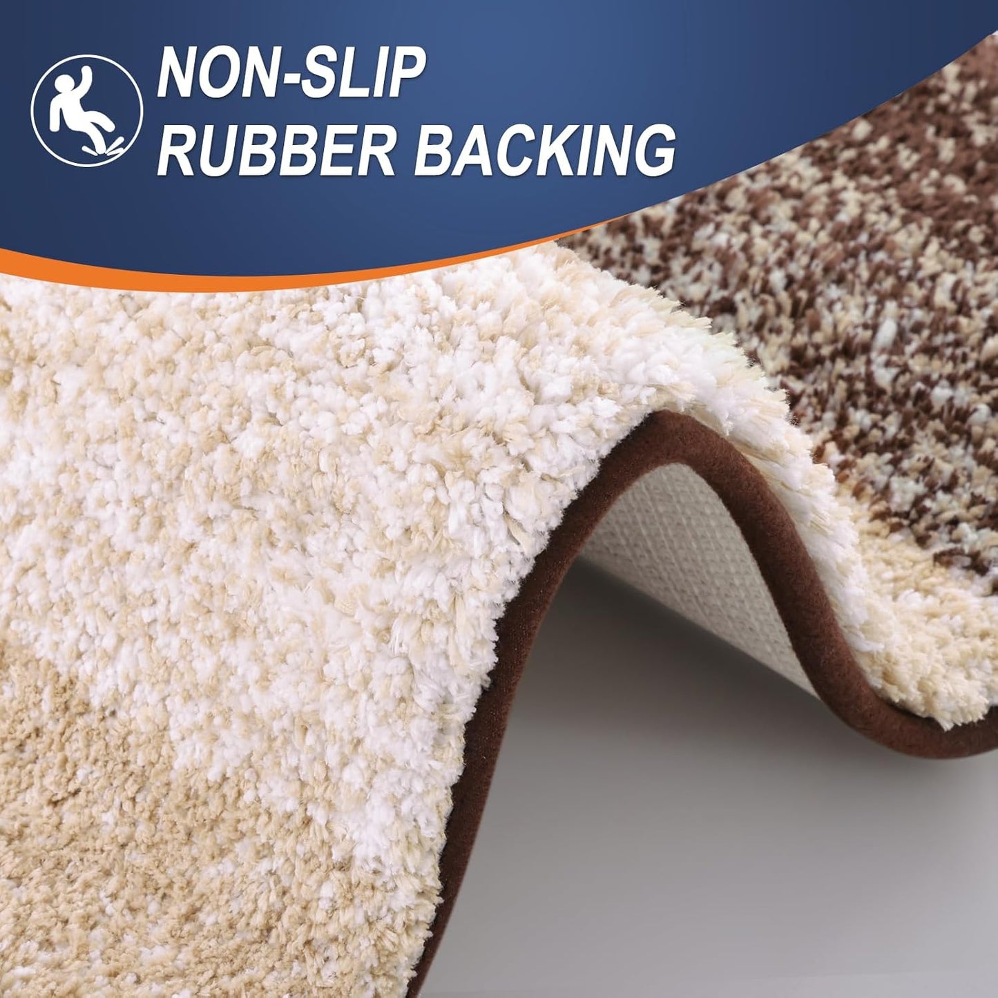 OLANLY Bathroom Rug Mat 59x35, Extra Soft and Absorbent Microfiber Bath Rugs, Non-Slip Plush Shaggy Bath Carpet, Machine Wash Dry, Bath Mats for Bathroom Floor, Tub and Shower, Brown