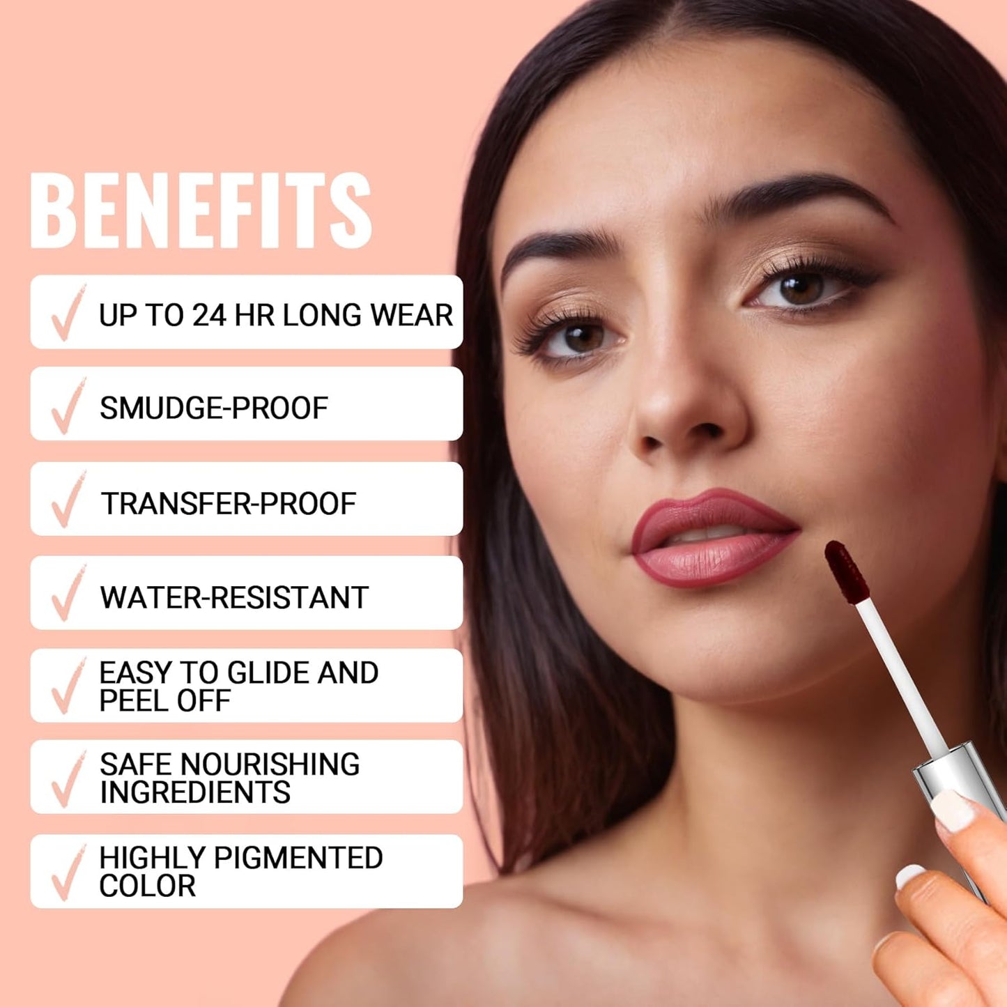 iMethod Lip Stain - Lip Liner Stain, Peel Off Lip Stain with Tweezer, Natural Long Lasting Lip Stain Peel Off, Waterproof, Easy to Use, Stay On All Day, Mauve