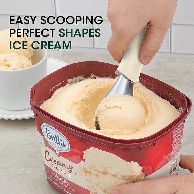 Beneno Heavy Duty Ice Cream Scoop - Upgraded Anti-Fracture Design, Comfortable Grip Long Handle, Effortless Scooping & Dishwasher Safe, Cream