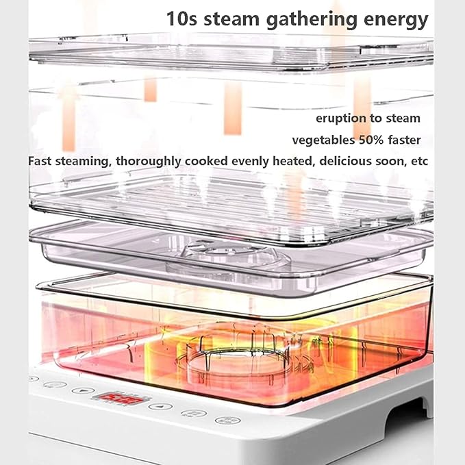 3 Layers/40l Food Steamer 800w Electric Multicookers | Automatic Heat Preservation Steamer Cookware | Touch The Visual Panel Hot Food Heater | Foldable Split Design