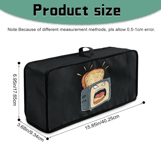 Funny Bread Toaster Cover 2 Slice, Machine Washable 2 Slice Slim Toaster Cover Protective Dust Covers for Kitchen Appliances, Heat-Resistant