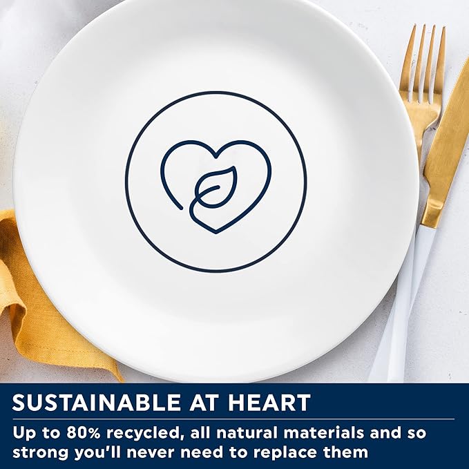 Corelle Dinnerware Set (12pc Set, Country Cottage)-Dinner Set for 4 4 x: Dinner Plates, Side Plates & Bowls 3 X More Durable, Half The Space & Weight of Ceramic up to 80% Recycled Glass, 1146844