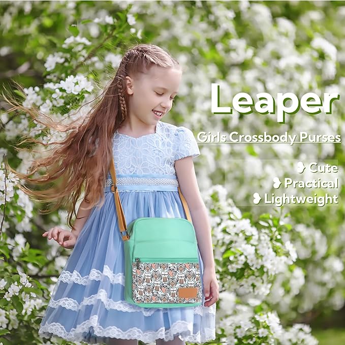 Leaper Girls Crossbody Purses for Kids 2 PCS Cross Body Bag Women Messenger Bag Girls Canvas Bag Cross Body Purse Set
