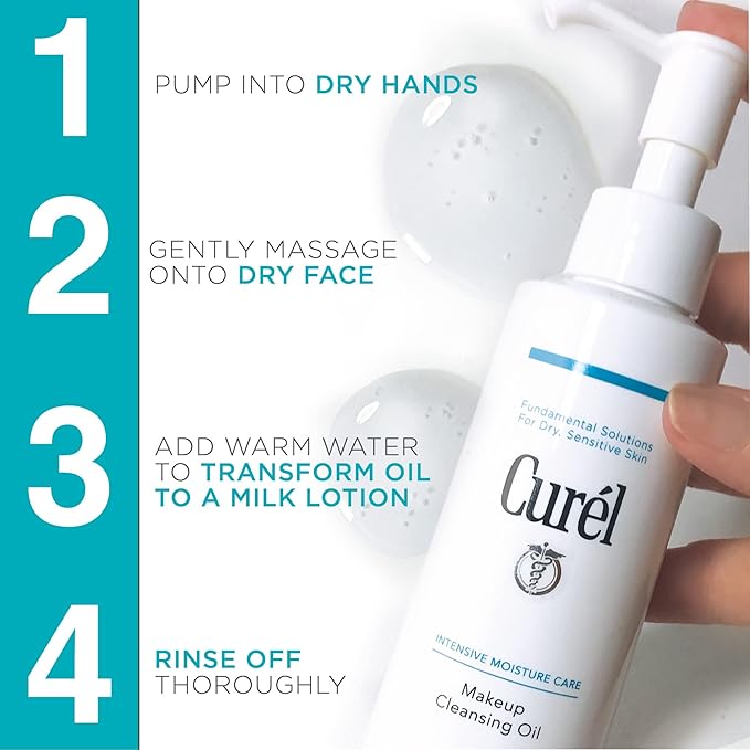 Curel Japanese Skin Care Makeup Cleansing Oil for Face, Makeup Remover & Face wash for Dry, Sensitive Skin, Cleanses & Protects Ceramides, pH Balanced, Fragrance & Alcohol Free Facial Cleanser, 5 Oz