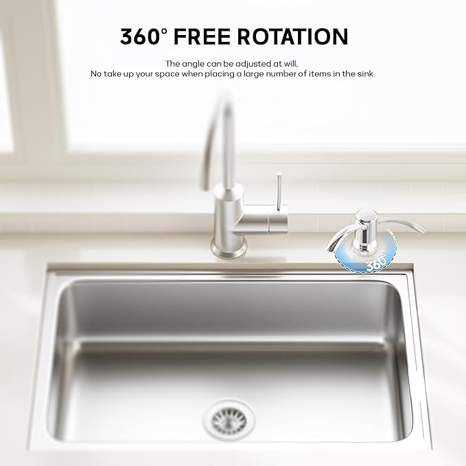 SAMODRA Built-in Kitchen Sink Soap Dispenser with Extension Tube Kit - Chrome Finish, Leak-Proof Design, No Top Refill Required (39" Tube)