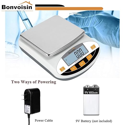 Bonvoisin Lab Scale 1000g x 0.01g Digital Precision Analytical Balance 10mg High Precision Electronic Balance Jewelry Scale Kitchen Scale Scientific Scale Laboratory Scale Balance (1000g x 0.01g)