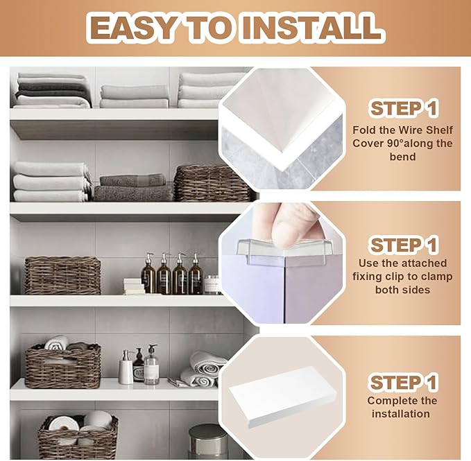 5 Pcs Wire Rack Covers 33x16x2.5 inch PVC Pantry Shelf Cover 0.31 inch Thick Removable Closet Wire Rack Shelf Covers,Decoration Kitchen Bathroom Office Shelving (Light Luxury White,33x16x2.5inch)