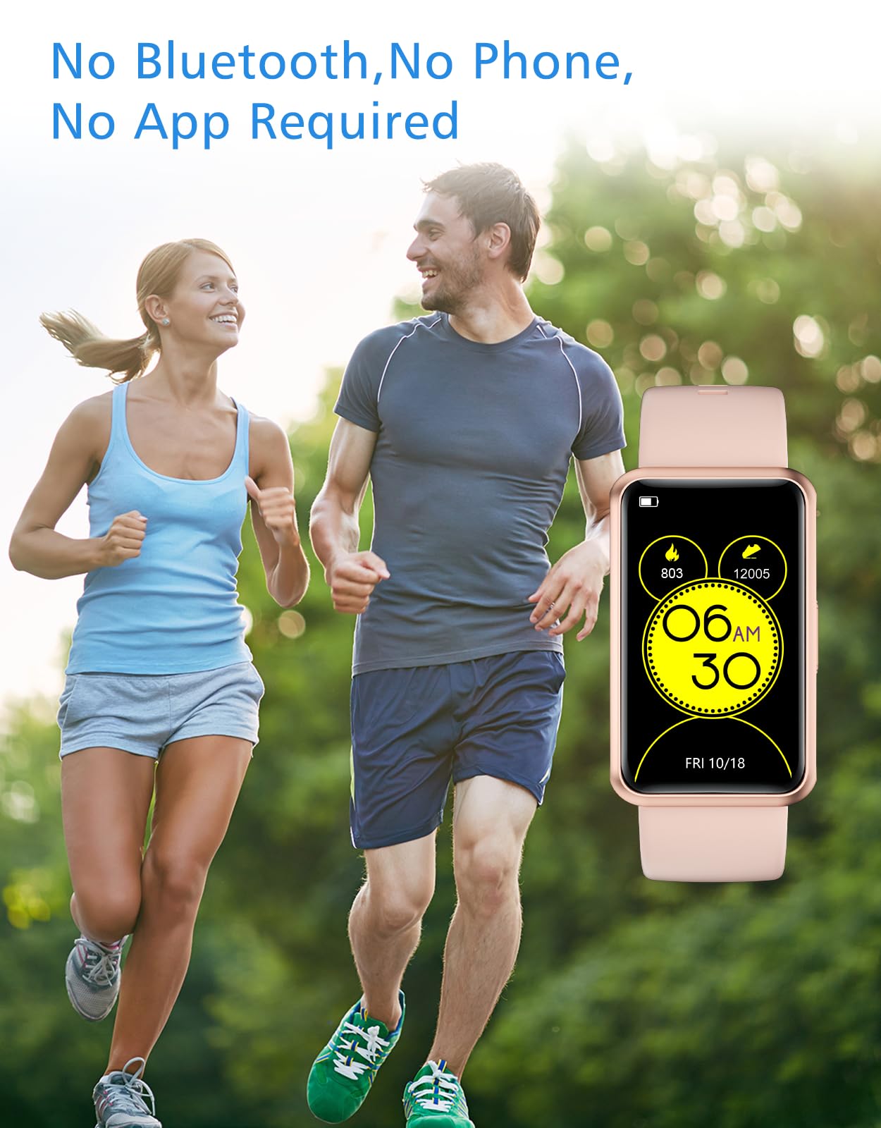 Cloudpoem Fitness Tracker No Bluetooth No APP/Phone Required, Fitness Watch for Men Women Parents Pedometer Watch with Sleep Tracker Steps Counter Alarm Clocks IP68 Waterproof (Pink)