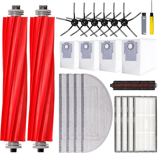 23 PCS Replacement Parts Compatible with Roborock S7 MaxV Ultra Robot Vacuum Cleaner,6 Side Brushes,4 HEPA Filters,4 Dust Bags,1 Cleaning Brush,2 Main Brushes,4 Mop Pads,2 Tools