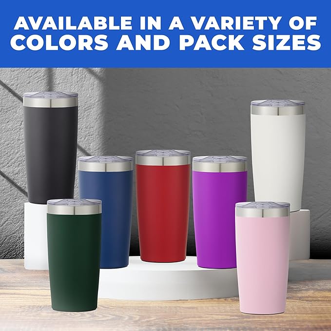 6 Ct of 20 Oz Two-Tone Himalayan Stainless Steel Tumbler with Lid – Red – Customizable Insulated Cups for Water, Coffee, Hot & Iced Drinks – Great for DIY, Events, Work