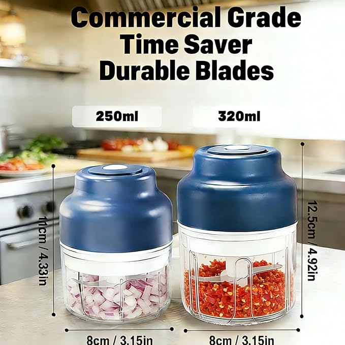 Electric Garlic Chopper Mini, Upgraded Rechargeable Veggie Chopper With Storage and Cover, One-Touch Food Processor with 4 Stainless Steel Blades for Onion Meat Chili Ginger (Purple, 320ml)