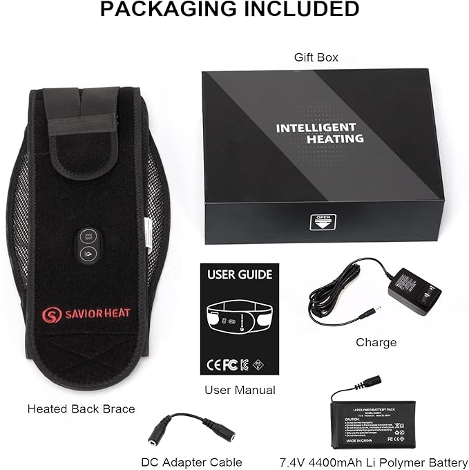 Heating Pad Lower Back Massager Wrap for Back Pain Relief, Heated Waist Belt with Vibration Massage 7.4V 4400mah Battery Heat Therapy, for Lower Back Lumbar Waist Abdominal Stomach Spine