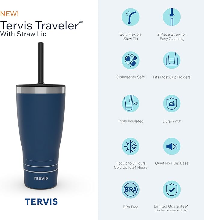 Tervis Traveler DC Comics - Batman - Gotham Gold Triple Walled Insulated Tumbler Travel Cup Keeps Drinks Cold & Hot, 30oz with Straw Lid, Stainless Steel