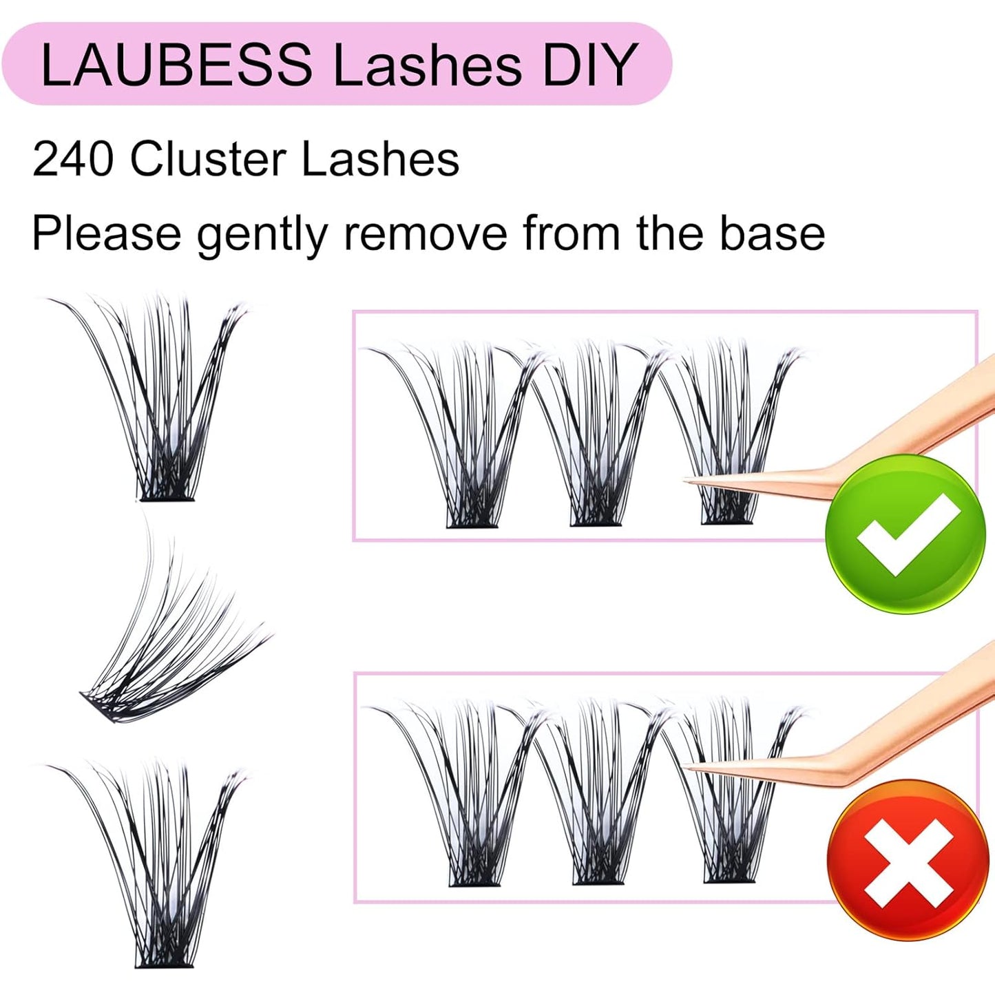 Eyelash Clusters LAUBESS Lash Clusters Individual Lashes Cluster Eyelash Extensions DIY at Home Waterproof Cluster Lashes (40D-C-14-18)
