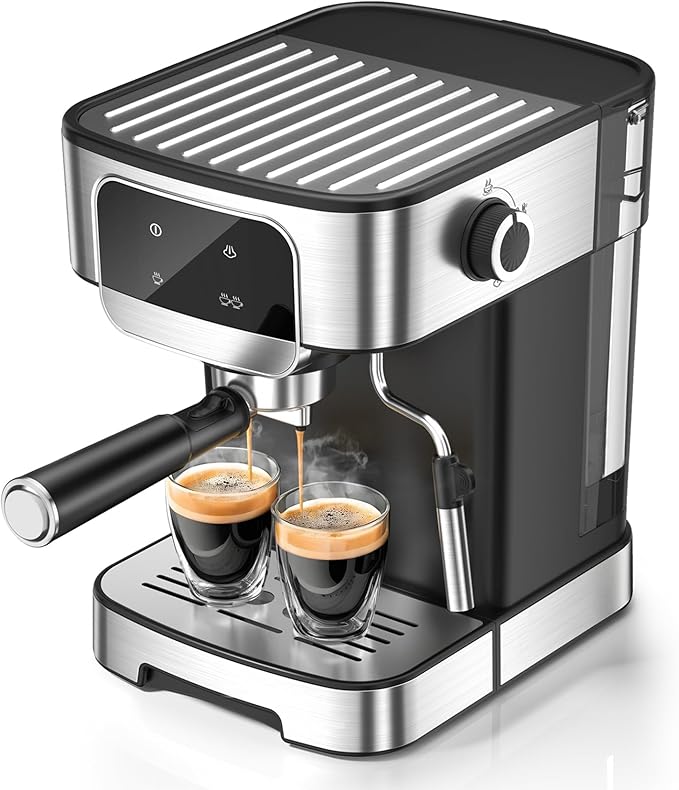 Espresso Machine 20 Bar, Professional Espresso Maker With Auto Milk Frother, Home Compact Espresso Coffee Machine With Led Touch Screen, 61OZ Removable Water Tank For Latte, Cappuccino