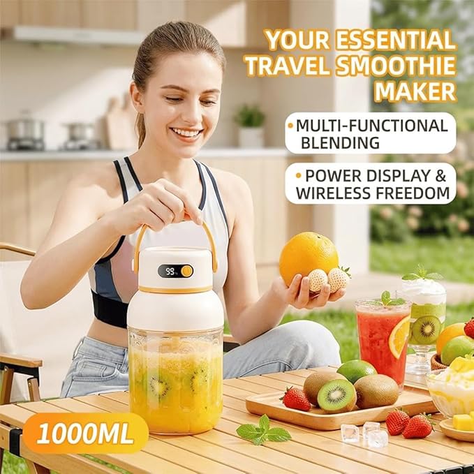 Portable Electric Juicer Cup with Zero Cord Hassle, USB-C Rechargeable Electric Blender with 18000 RPM Motor, Portable Wireless Juicer Cup for Home, Gym, Office and Outdoor (800ml 2pcs)