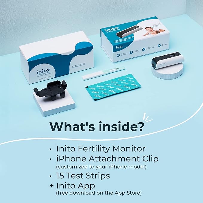 Inito Fertility Monitor & Hormone Tracker for Women | Estrogen, LH, PdG (Urine Metabolite of progesterone), FSH | Track and Confirm Ovulation | Includes 15 Test Strips (iPhone 15 Pro)