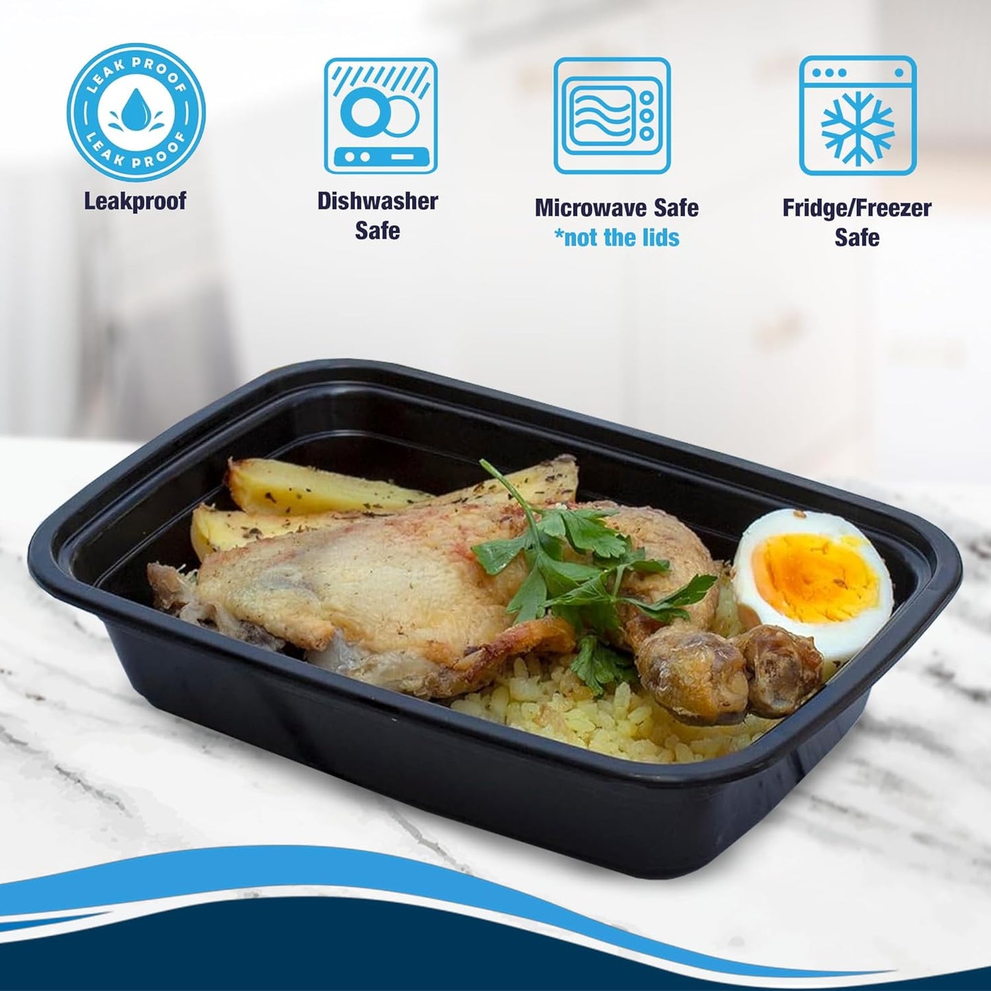 Ruthy's Outlet Meal Prep Containers W/Lids -Square Food Storage – BPA-Free| Stackable | Microwave | Freezer & Dishwasher Safe | Reusable Lunch Bento Box Portion Control & Planning (30 Pack, 12 oz)