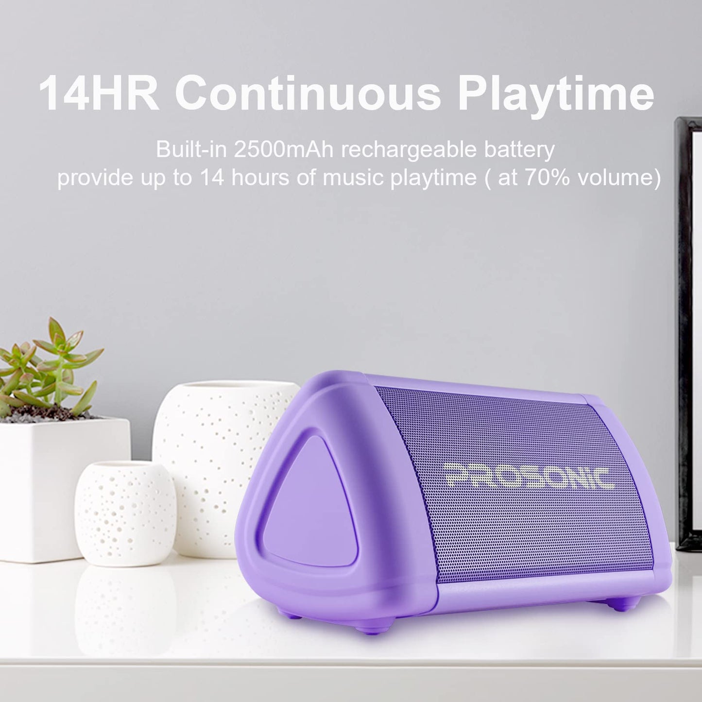 Prosonic BT3 Portable Wireless Bluetooth Speaker with 10W Stereo Sound & Bass Boost -Rich Sound & Intense Bass -Bluetooth 5.0 -Microphone -IPX5 - in & Outdoor Speaker (Purple)