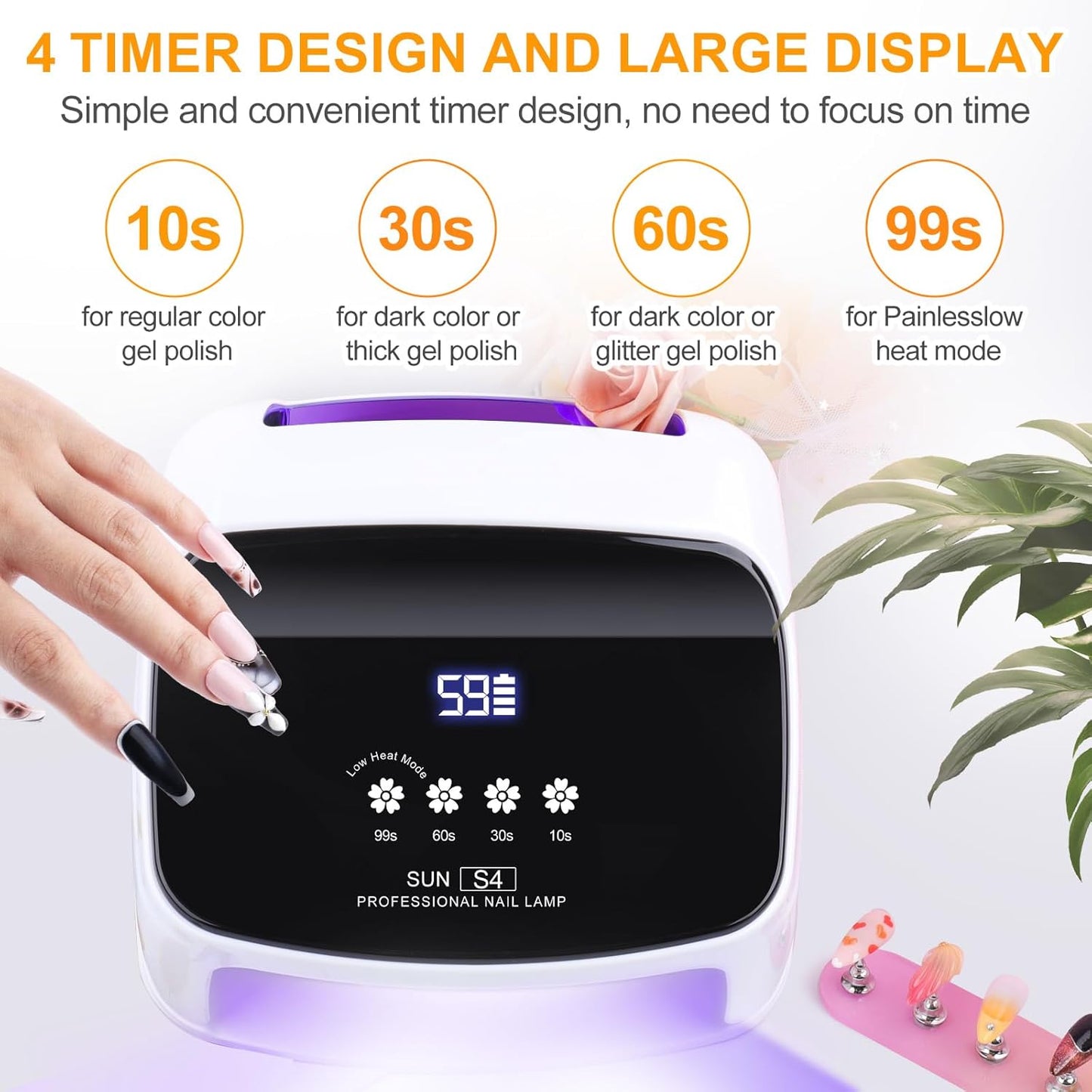 Cordless Nail Lamp, 288W 8 Hours Super Long-Lasting Rechargeable for Nail Art at Home and in Salons