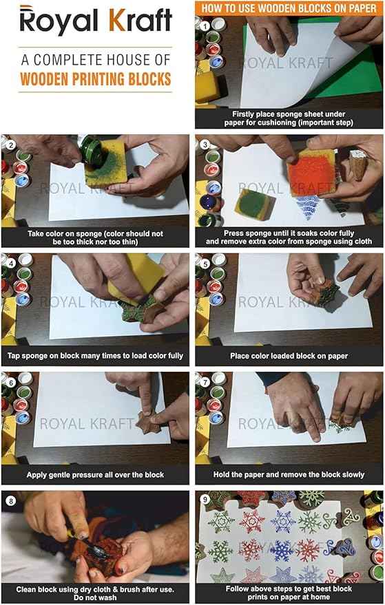 Royal Kraft Assorted Wooden Block Printing Stamps (Set of 10) Bulk01_10C