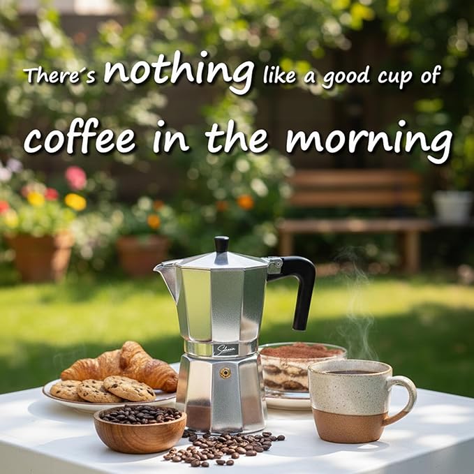 6 Cup Stovetop Espresso Maker Italian Moka Pot, Stove Top Cuban Coffee Maker, Greca Mocha Pot(Basic, 10 oz/300ml)