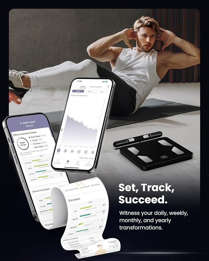 FITINDEX Body Composition Scale for Body Weight, Smart 8-Electrodes with BMI, Body Fat, Muscle Mass, 50 Composition Measurements, Bluetooth, FSA or HSA Eligible