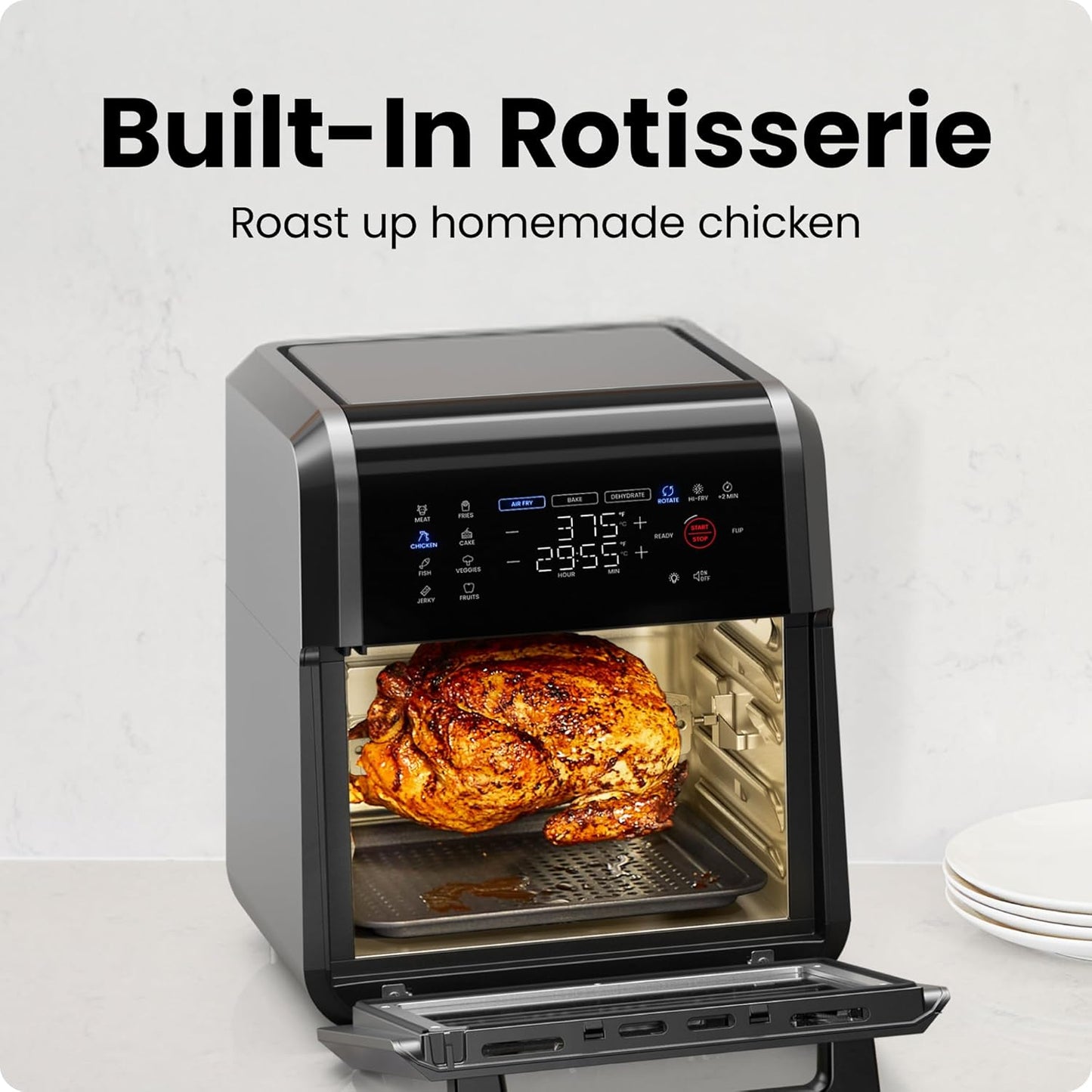 Chefman 12-Quart 6-in-1 Air Fryer Oven with Digital Timer, Touchscreen, and 12 Presets - Family Size Countertop Convection Oven, Dishwasher-Safe Parts