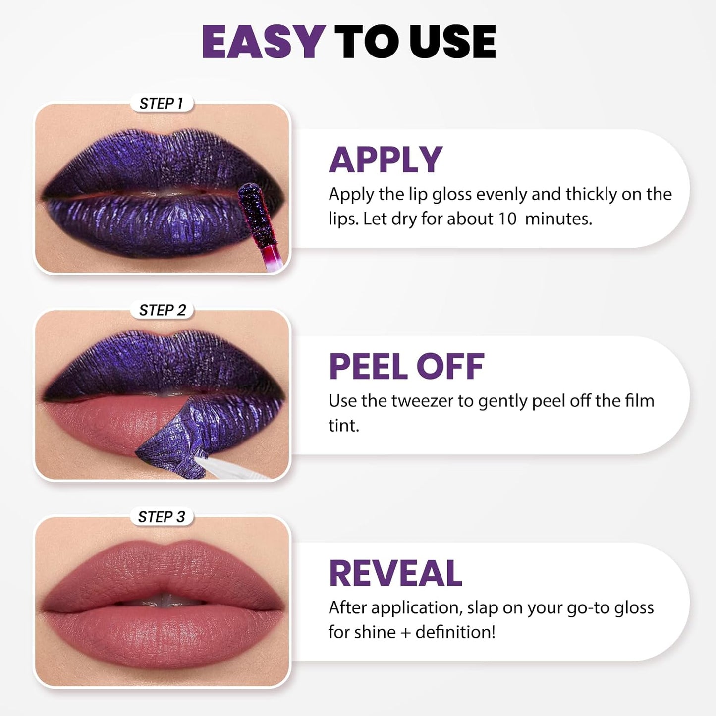 Lip Stain Peel Off, All Day Lip Liner Tint with Tweezer, Long Lasting Waterproof Transfer-Proof, Matte Lip Stains Makeup, Highly Pigmented Color, Warm Rose