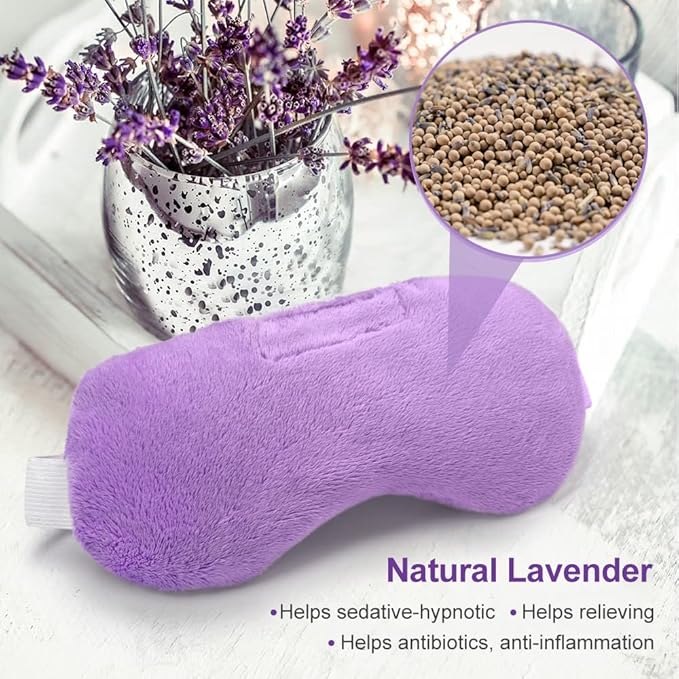 Umisleep Lavender Eye Mask, Aromatherapy Weighted Sleep Mask for Dry Eyes Men Women, Microwave Heated Hot Therapy Eye Cover Moist Compression Pain Relief, Eye Pillow for Puffy Eyes, Sinus Pain, Purple