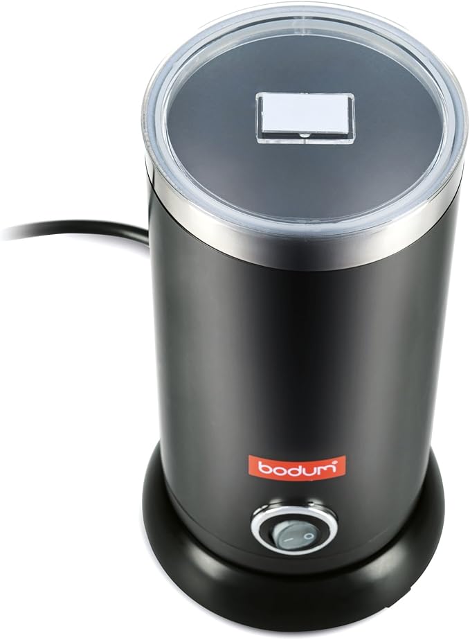 Bodum Electric Milk Frother Black 10oz | Non-Stick Interior | Stainless Steel Body | Auto Shut-Off | Pack of 2