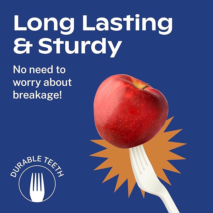 CORAL Ivory White 100% Compostable Knives - 120 Heavy Duty No Plastic Knives (7.0 inch) - Break Resistant with Smooth Edges, Ocean Friendly Alternative to Plastic Silverware - Biodegradable & Disposable Knives