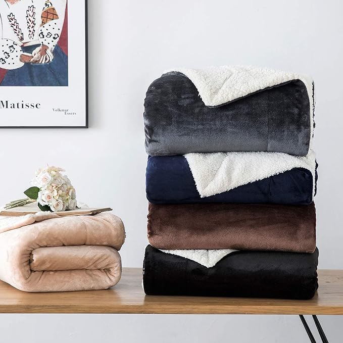 IR Imperial Rooms Black Sherpa Blankets Queen Size for Bed - Wholesale Bulk Pack of 9 Sherpa Blankets - Soft Fluffy Throw Blanket for Hotels, Guest Bedroom, 90x90 Inches