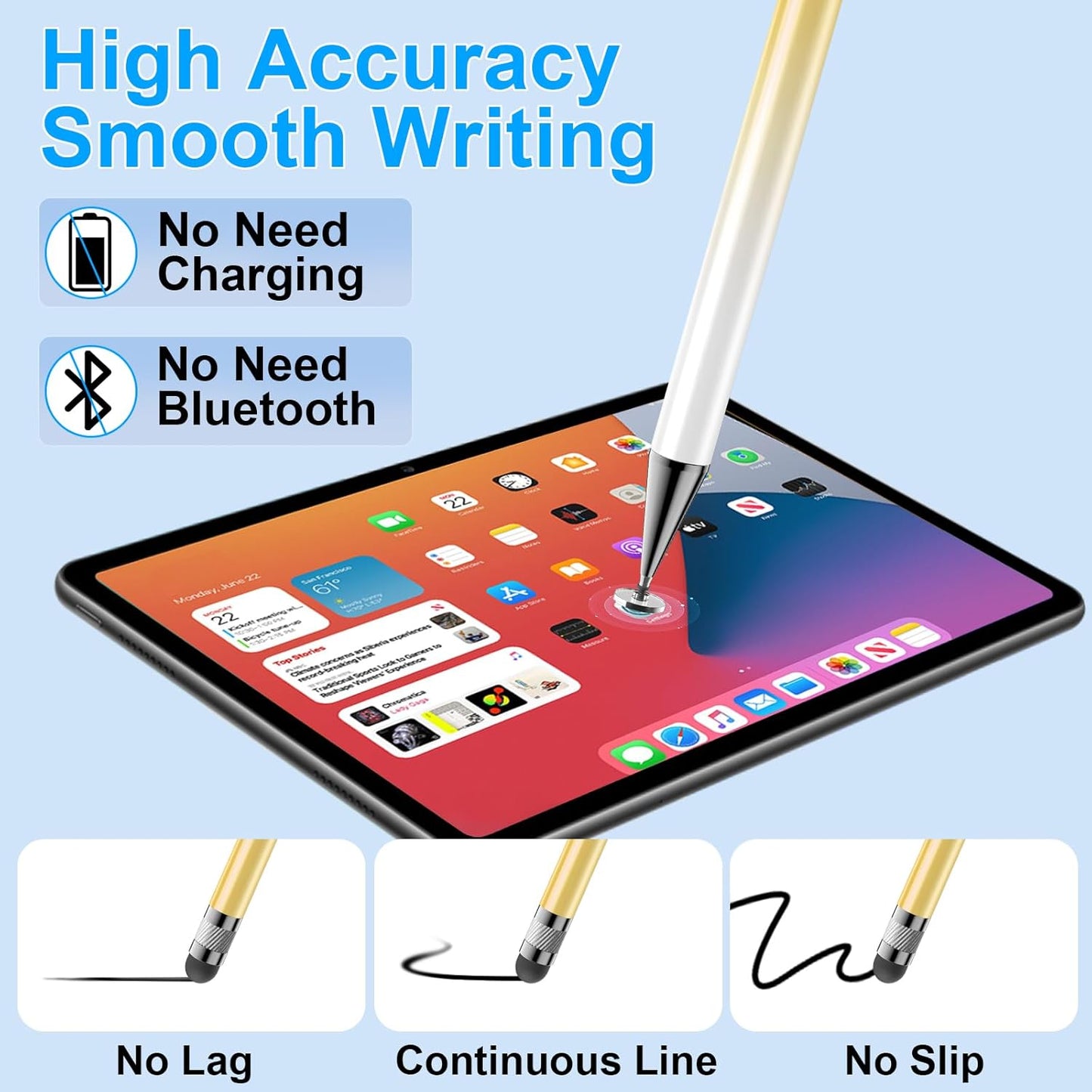 Bopomofo Stylus (5 Pcs),2-in-1 Stylus Pen for Touchscreen, High Precision and Sensitivity, Suitable for iPhone/ipad/Android Tablets, Compatible with Touch Screens(Pink/Yellow/Green/Blue/Purple)