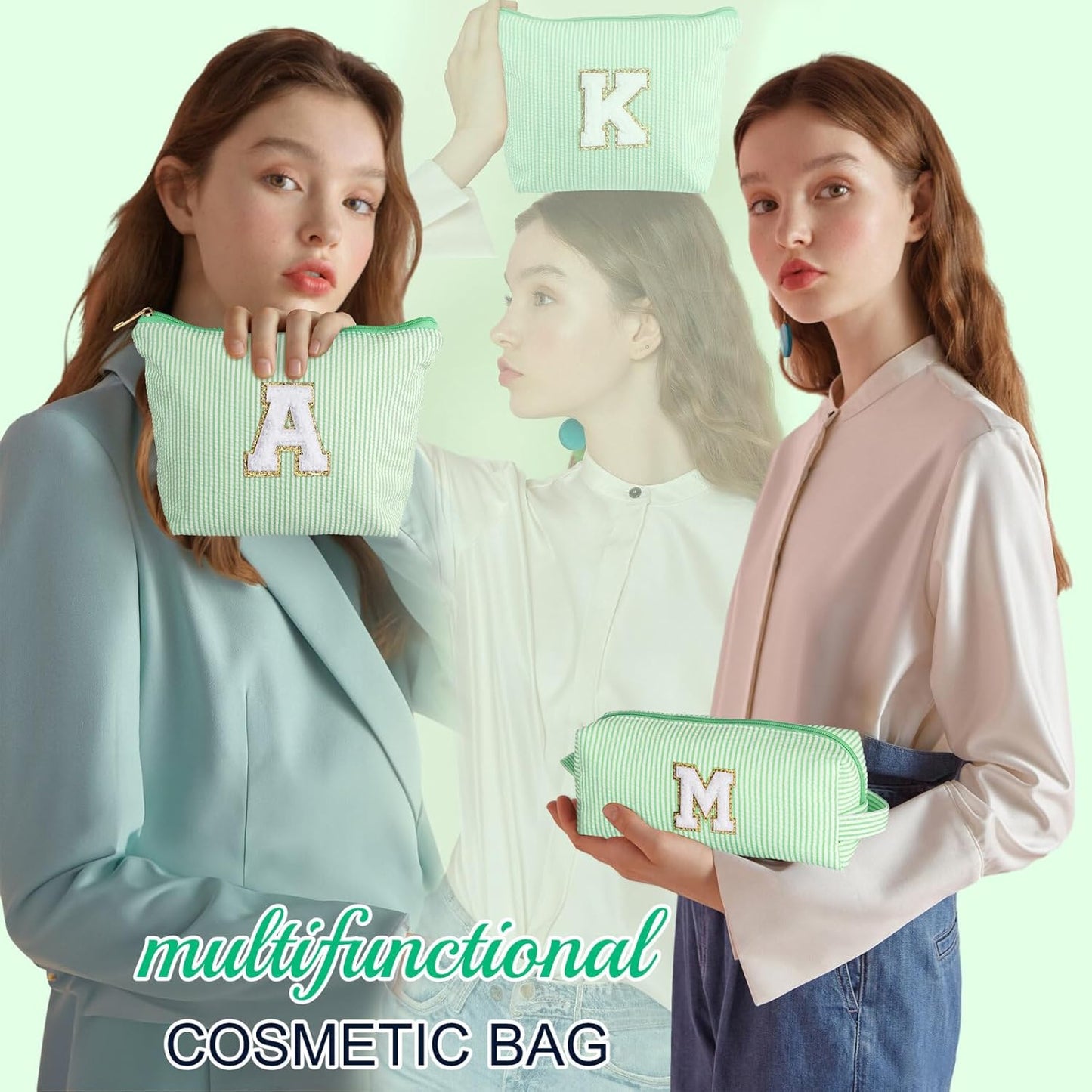 YOOLIFE Cute Makeup Bag | Teen Girl Gifts Trendy Stuff - Cosmetic Bags | Initial Make Up Bag | Personalized Gifts for Girls | Skin Care Bag | Mothers Day Gifts | Teen Girl Gifts Trendy Stuff K