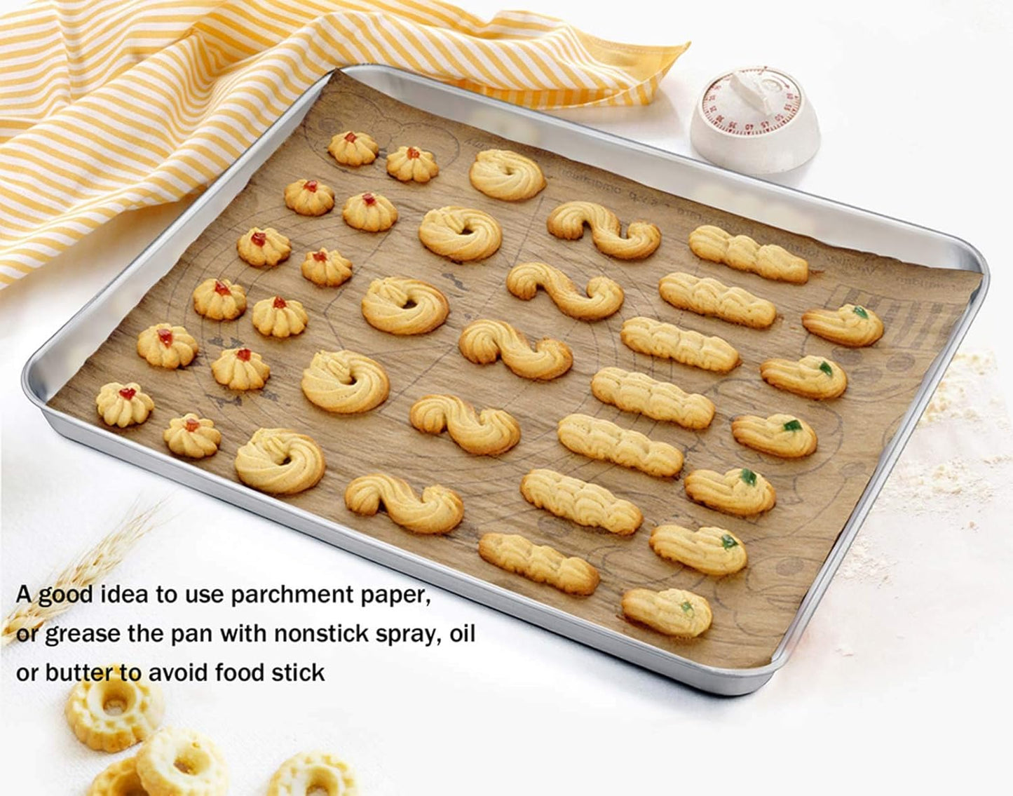 TeamFar Baking Sheet with Cooling Rack Set (3 Pans + 3 Racks), Stainless Steel Cookie Sheet Cooking/Baking, Healthy & Dishwasher Safe, Sturdy & Long Lasting