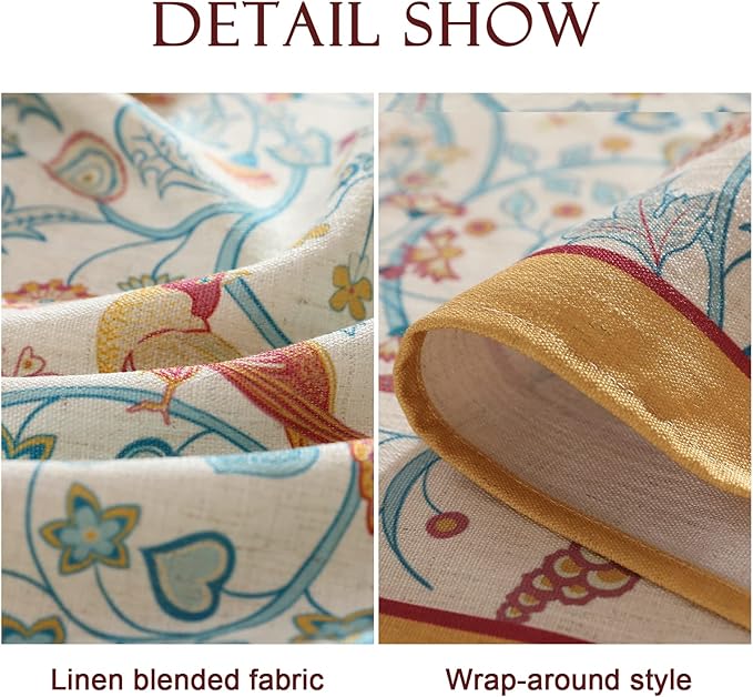patdrea Designer Vintage Long Rectangular Tablecloth,French Floral Birds Pattern Linen Table Cloth,Yellow Decorative Cover for Kitchen Dining Banquet,Christmas,Thanksgiving,63"x102"-Magnolia