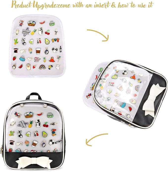 STEAMEDBUN Ita Bag Backpack Bowknot Kawaii Pin Display Backpack Bag with Insert