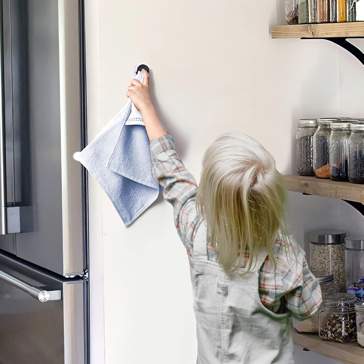 9 Pieces Kitchen Towel Hooks Round Adhesive Dish Towel Hook Premium Chrome Finish & Easy Installation Wall Mount Hand Towel Hook Ideal as Bathroom, Shower or Outdoor Towel Holders