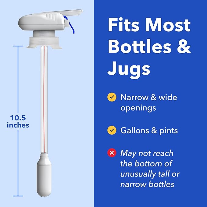 Magic Tap Automatic Drink Dispenser for Fridge, White (1 Pack), No Spill Milk Dispenser for Fridge, Automatic Milk Dispenser Pump for Gallon Jugs, Water & Juice, Fits Most Bottles, Batteries Required