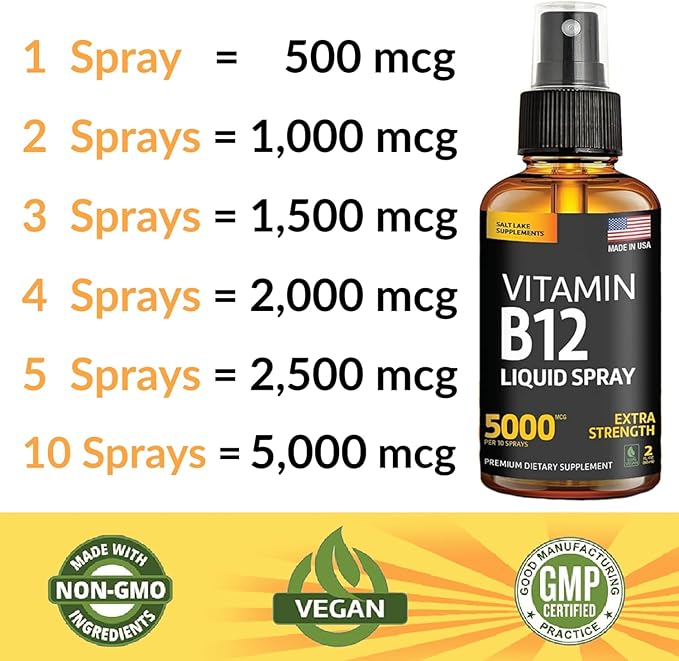 (2 Pack) - Liquid B12 Spray - Vitamin B12 Sublingual - Vegan B12 Vitamin Spray - Methylcobalamin Vitamin B12 Liquid Boosts Energy & Mood - Gluten-Free & Non-GMO - B 12 Drops Waste Money - Find Out Why