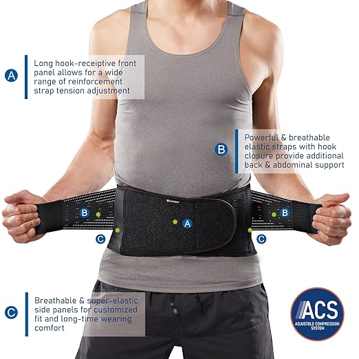 Copper-Infused Back Support Brace – Lightweight, Breathable Lumbar Belt with 6 Flexible Nylon Stays and Dual Adjustable Straps for Lower Back Pain Relief, Muscle Spasms, Strains, Arthritis, and Sciatica – Suitable for Men and Women (XXL)