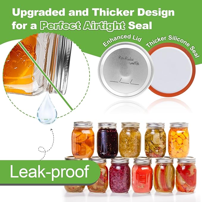 150PCS Canning lids Regular Mouth(2.76in/70mm), Upgraded Leak-Proof Mason Jar Lids for Ball/Kerr Jars, Split-Type Lid with Perfect Airtight Seal, Canning Jars Lids, Food Grade Material